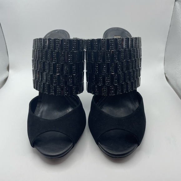 Schutz Sandalia Salto Alto nubuck black beaded high heels women’s EU 38 - Picture 4 of 9
